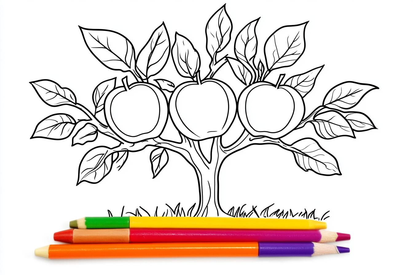 Free Printable PDF Apple Tree Coloring Pages