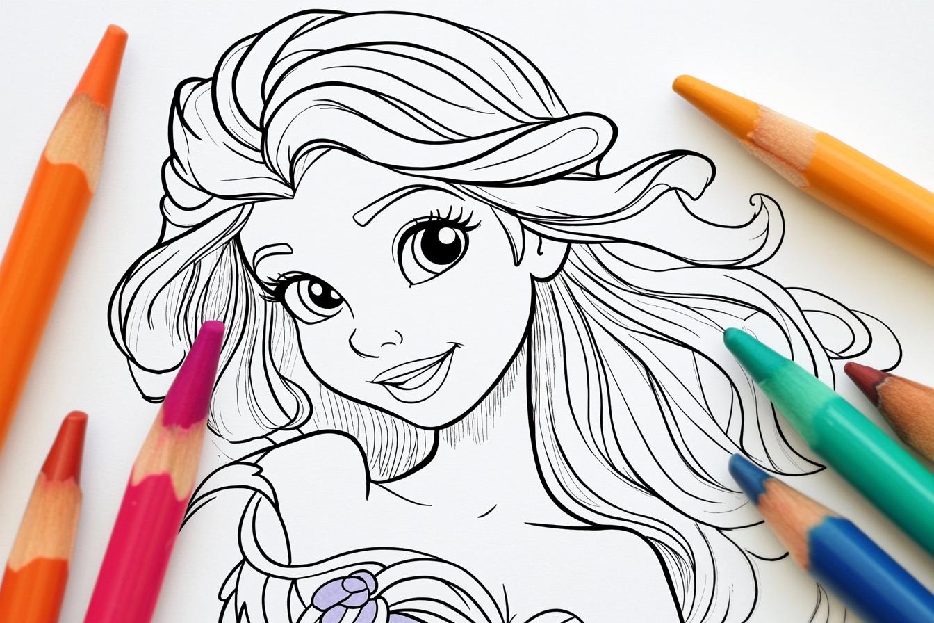 Free Printable PDF Ariel Coloring Pages