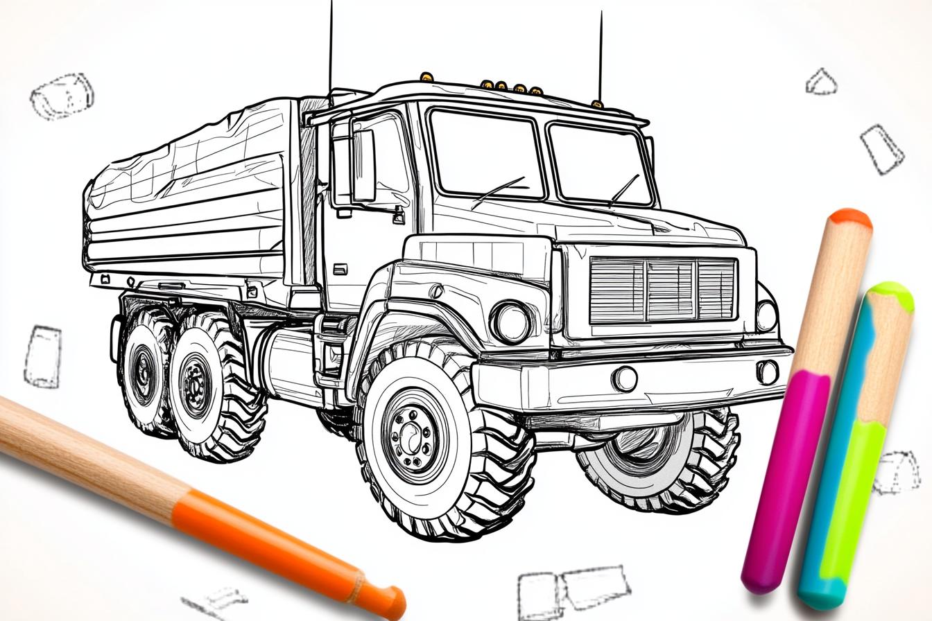 Free Printable PDF Army Truck Coloring Pages