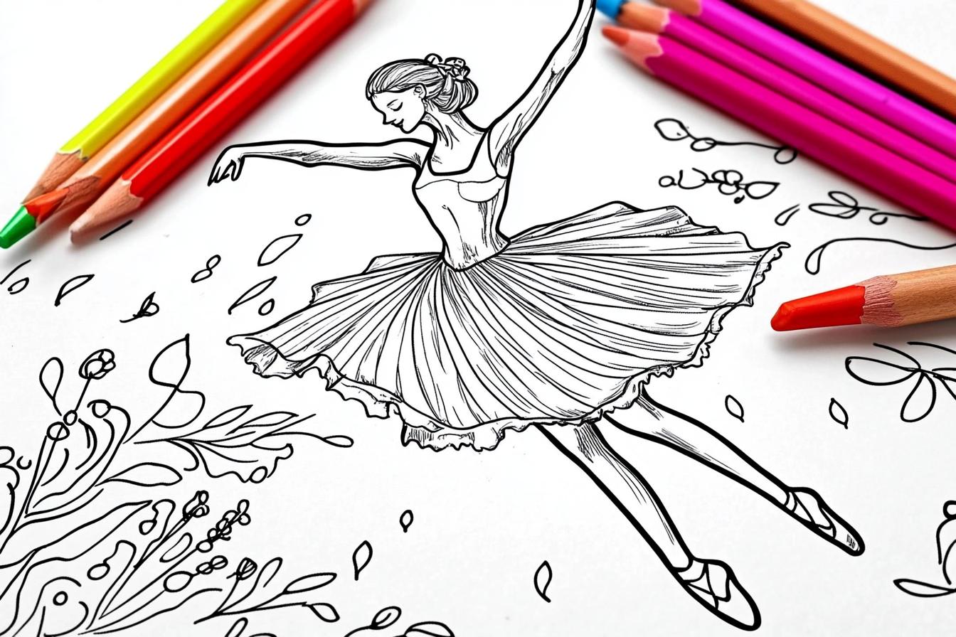 Free Printable PDF Ballet Dancer Coloring Pages