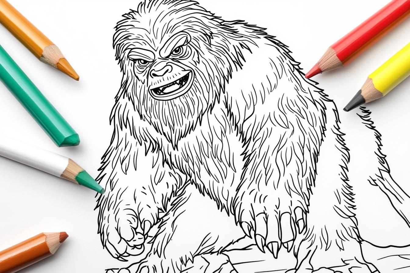 Free Printable PDF Bigfoot Yeti Coloring Pages