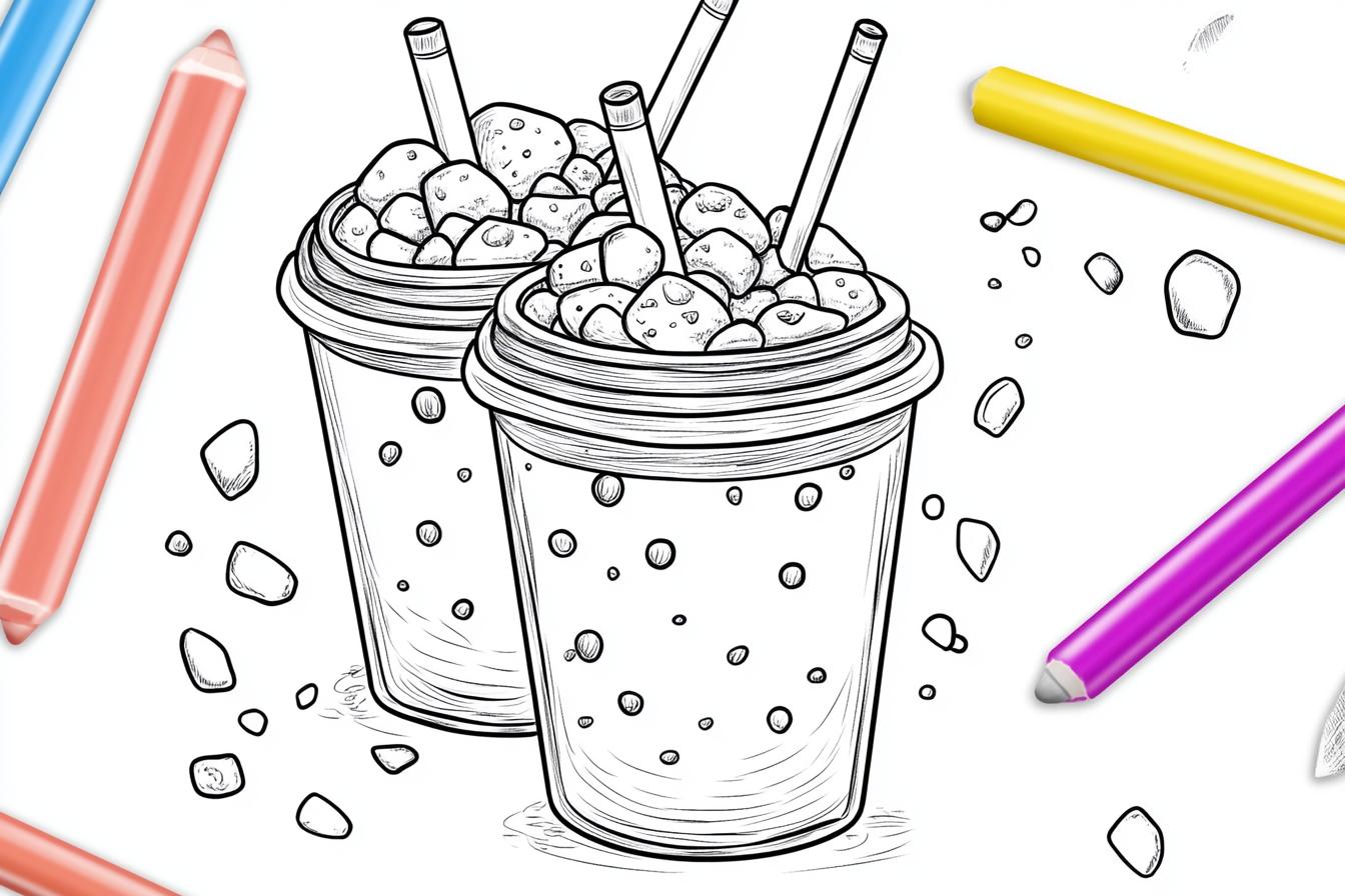 Free Printable PDF Boba Tea Coloring Pages