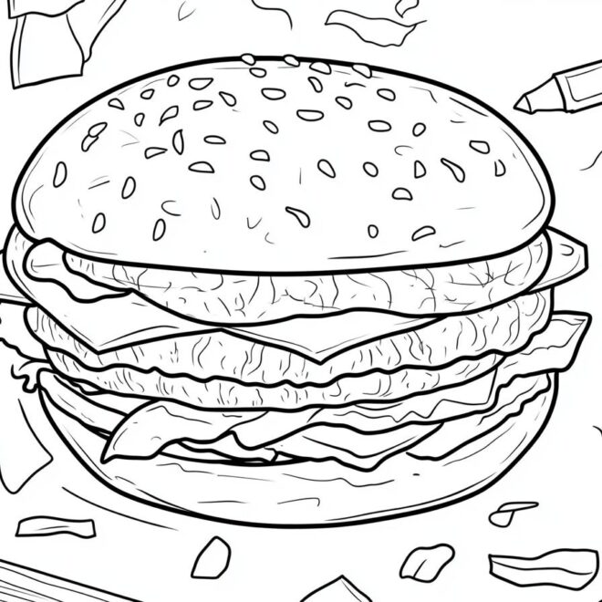 Burger Coloring Pages : Fun Food Coloring Activity for Kids