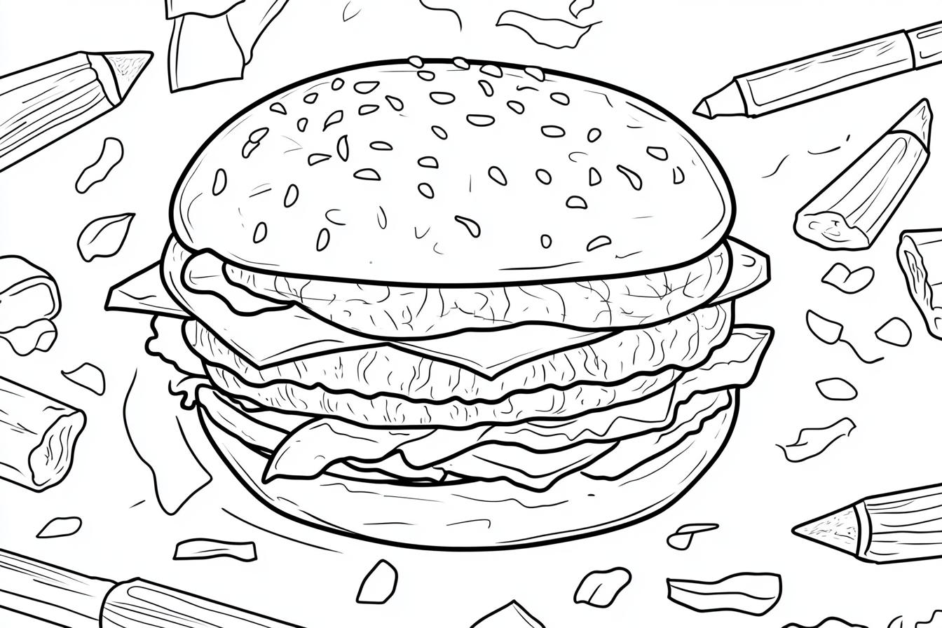 Free Printable PDF Burger Coloring Pages