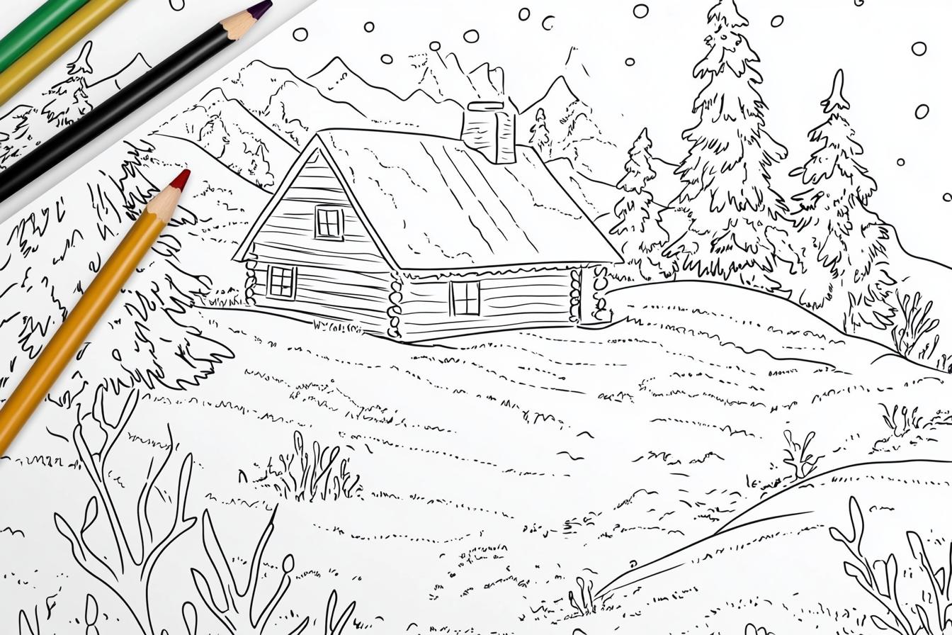 Free Printable PDF Cabin Coloring Pages