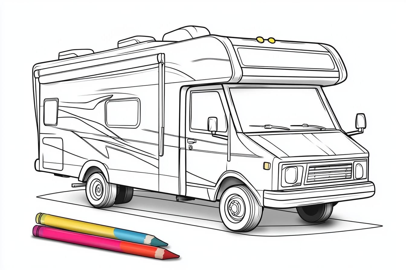 Free Printable PDF Camper Rv Coloring Pages