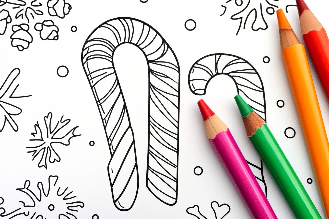 Free Printable PDF Candy Cane Coloring Pages