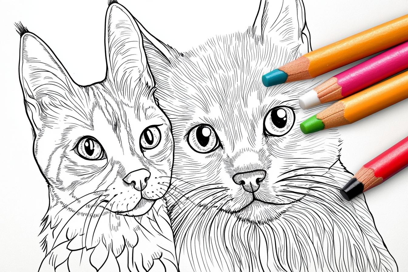 Free Printable PDF Cat and Dog Coloring Pages