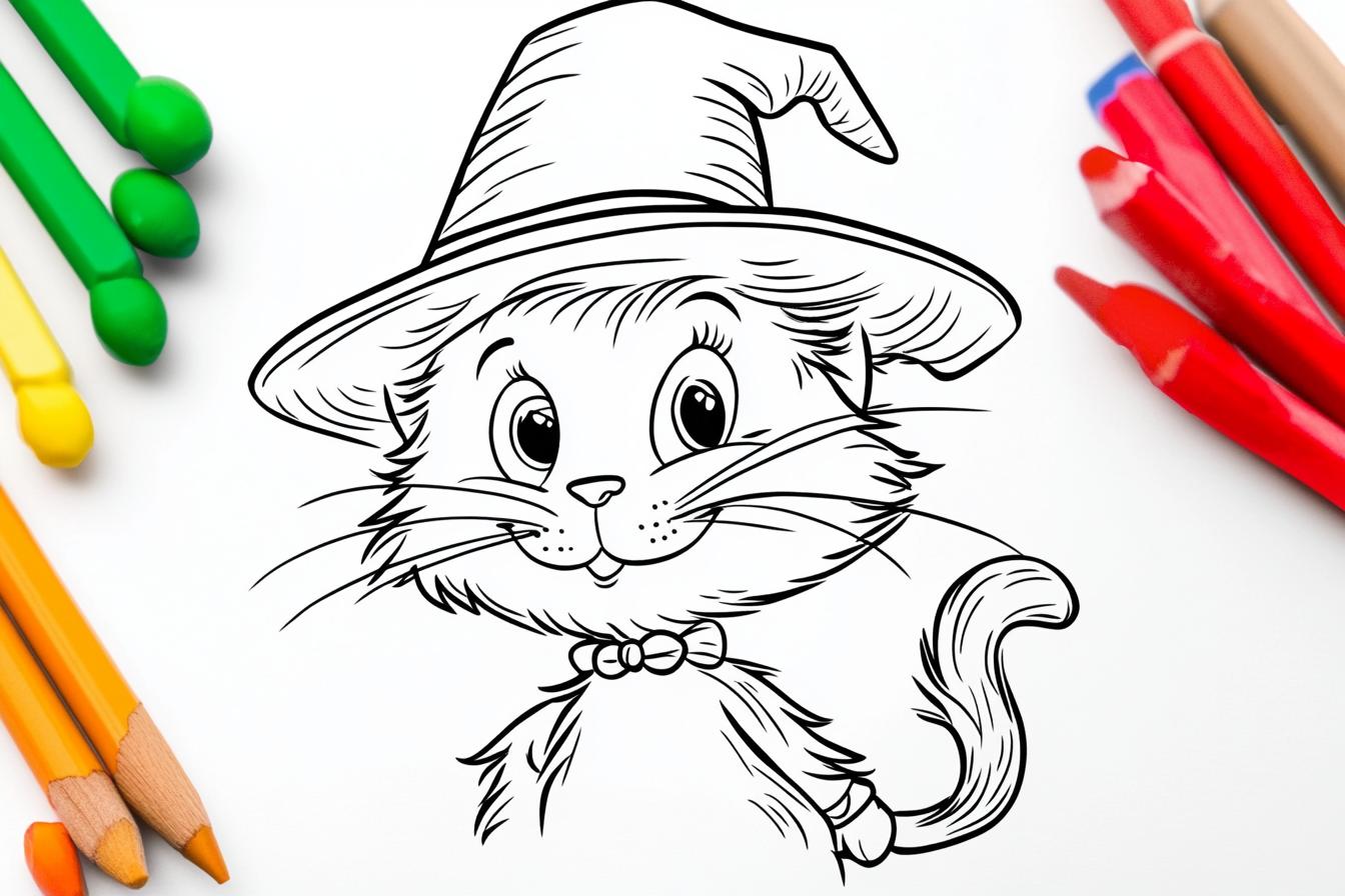 Free Printable PDF Cat In The Hat Coloring Pages