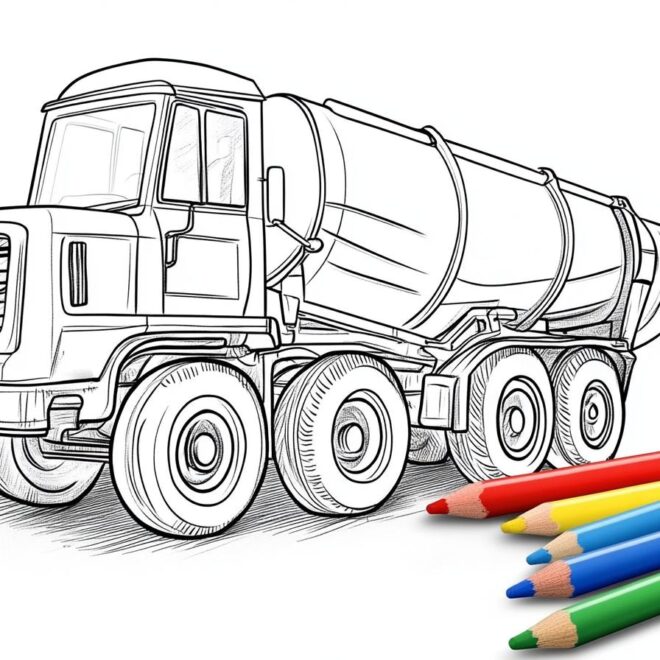 Cement Mixer Coloring Pages : Fun Construction Vehicle Coloring Pages for Kids