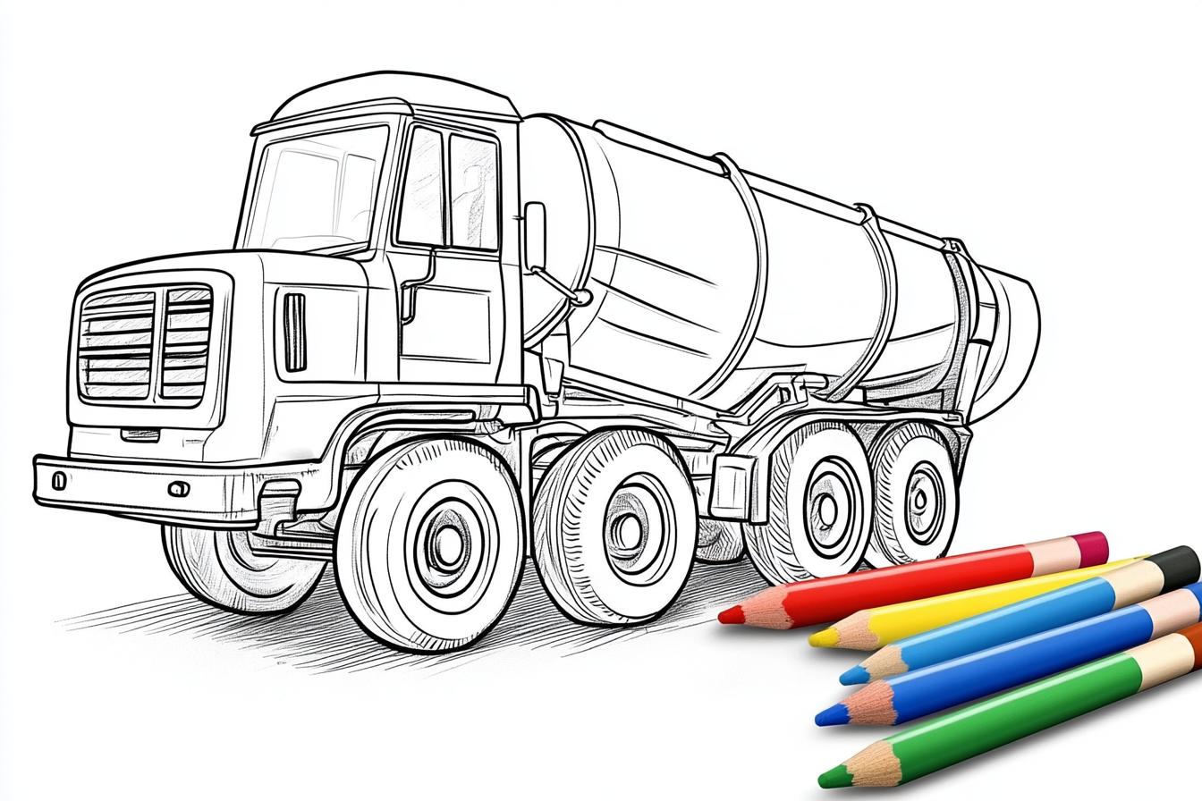 Free Printable PDF Cement Mixer Coloring Pages