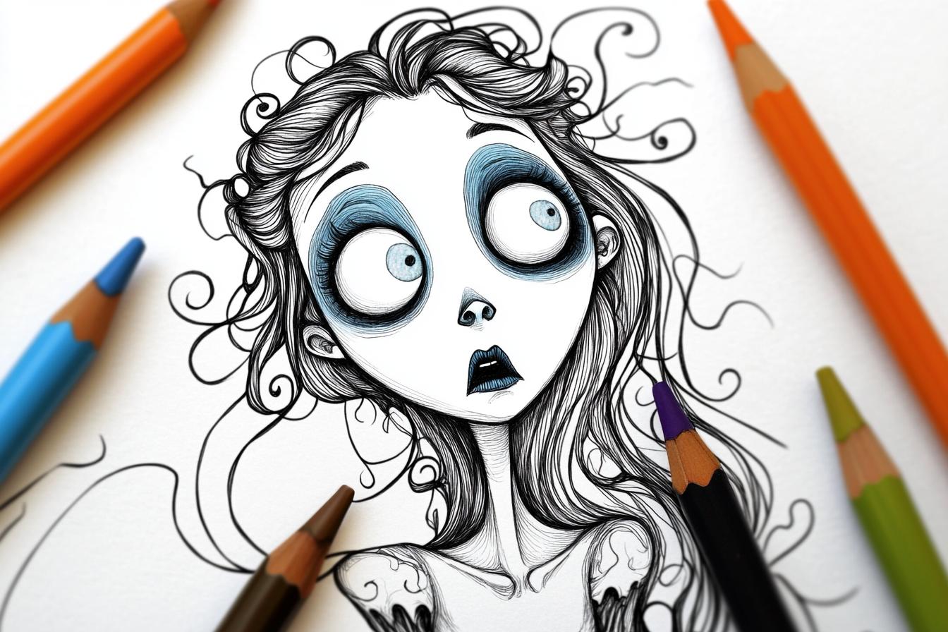 Free Printable PDF Corpse Bride Coloring Pages