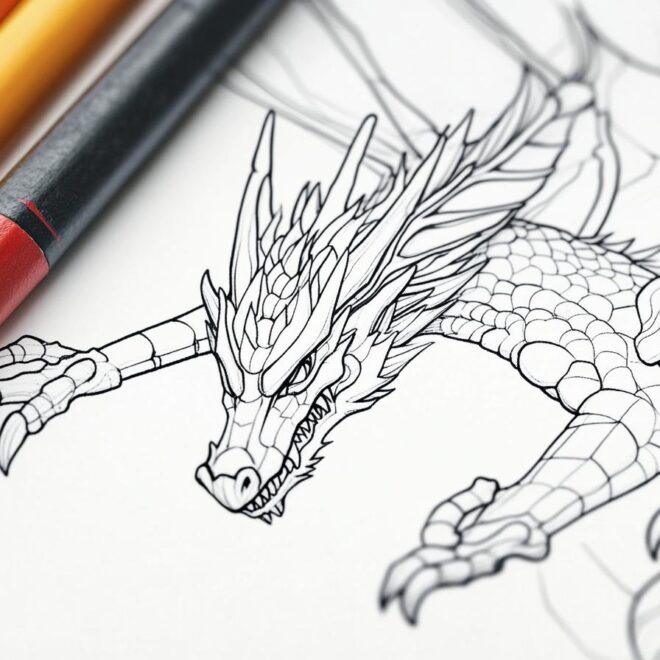 Dragon Realistc Coloring Pages : Master the Art of Dragon Illustration