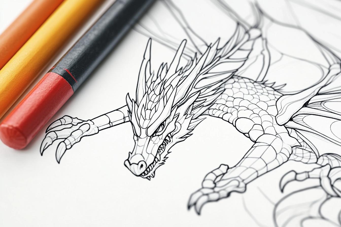 Free Printable PDF Dragon Realistc Coloring Pages