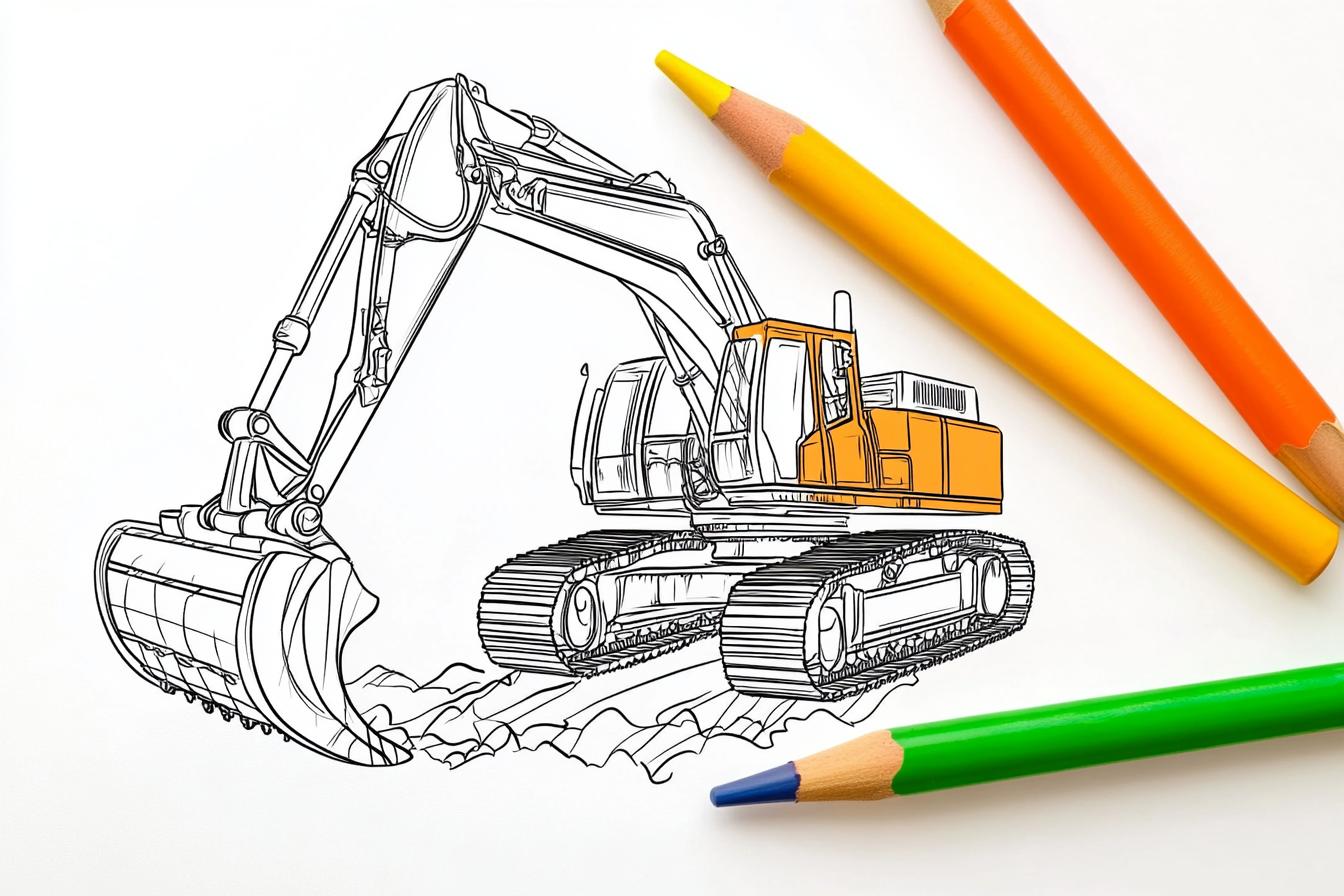 Free Printable PDF Excavator Coloring Pages