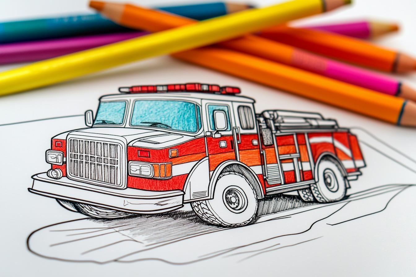 Free Printable PDF Fire Truck Coloring Pages