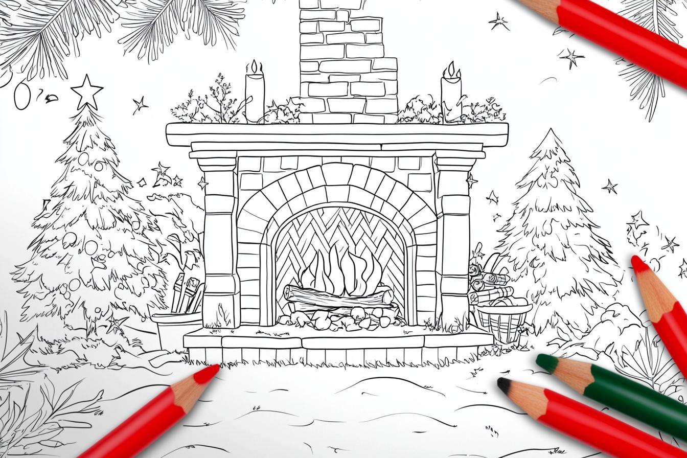 Free Printable PDF Fireplace Coloring Pages