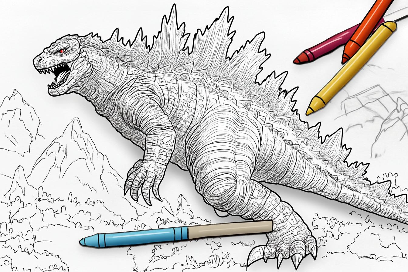 Free Printable PDF Godzilla Coloring Pages