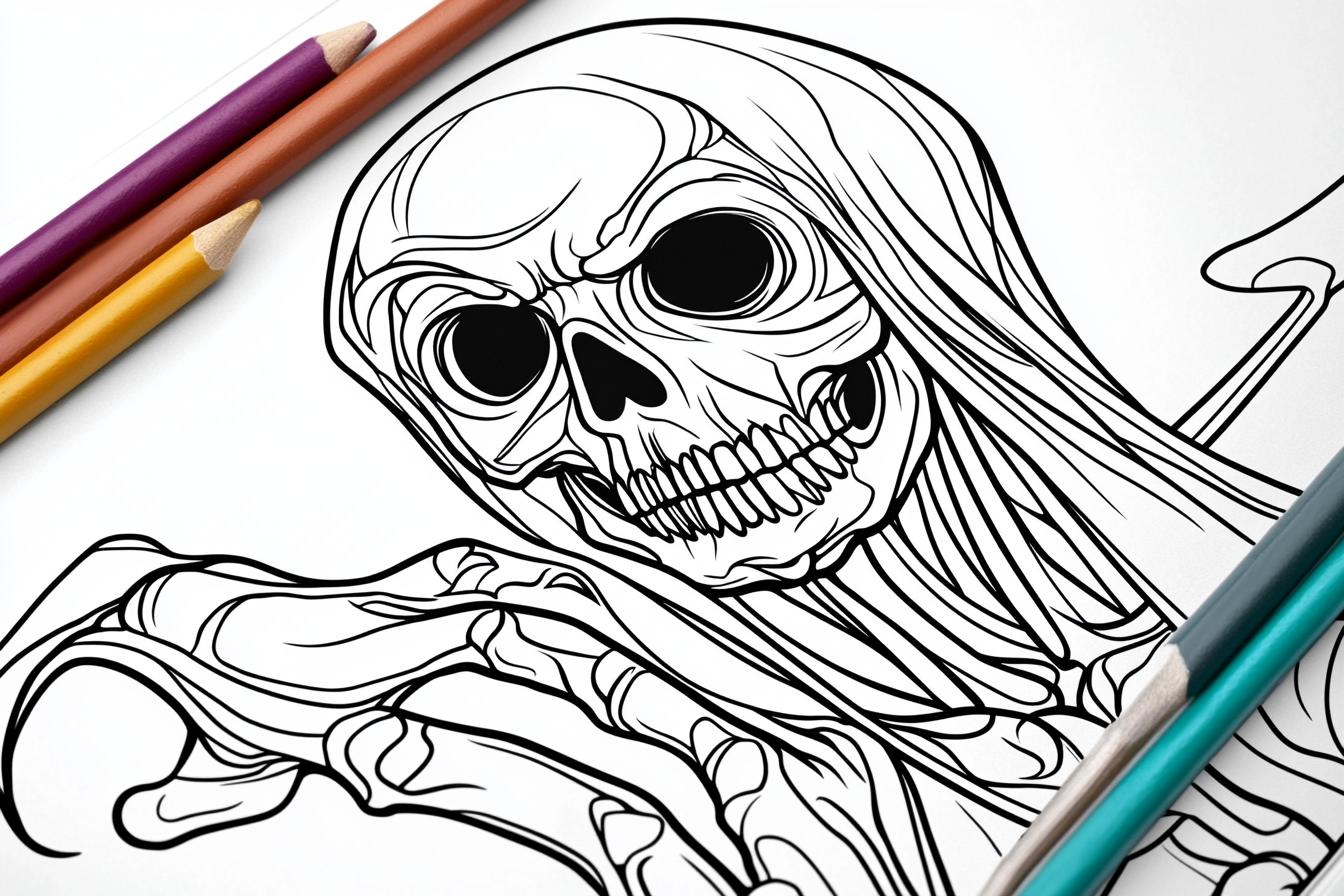 Free Printable PDF Grim Reaper Coloring Pages