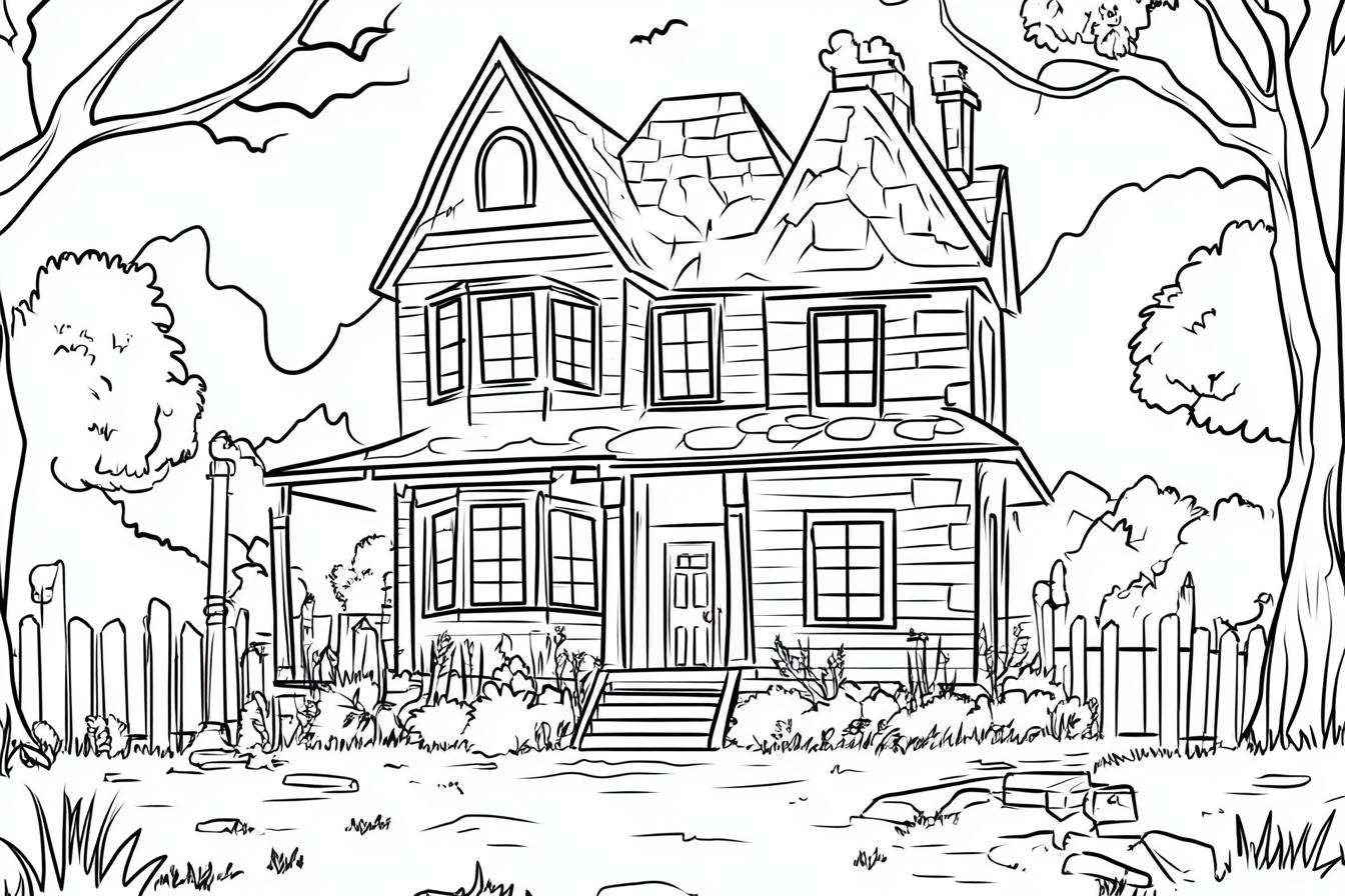 Free Printable PDF Haunted House Coloring Pages