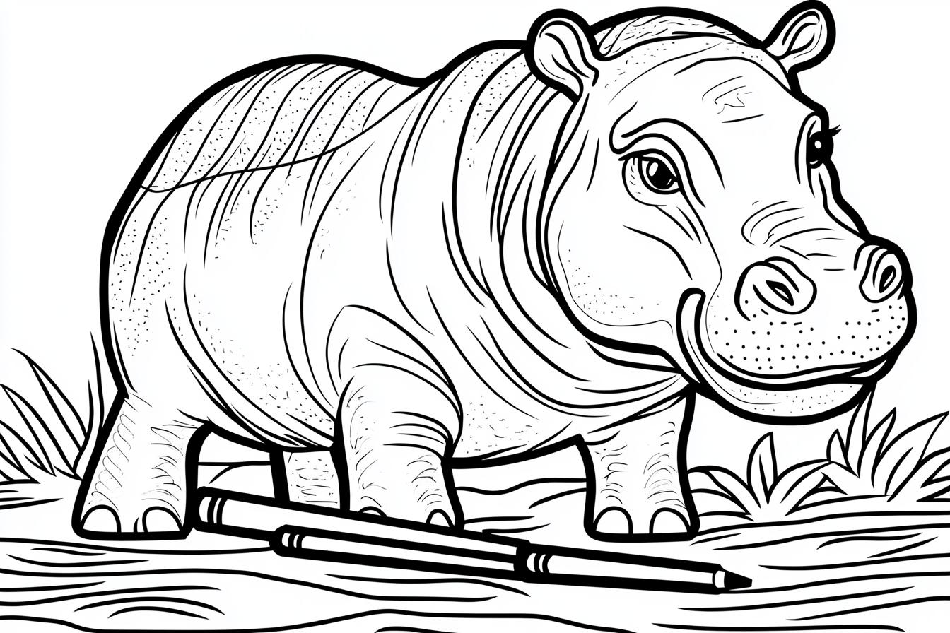 Free Printable PDF Hippo Coloring Pages