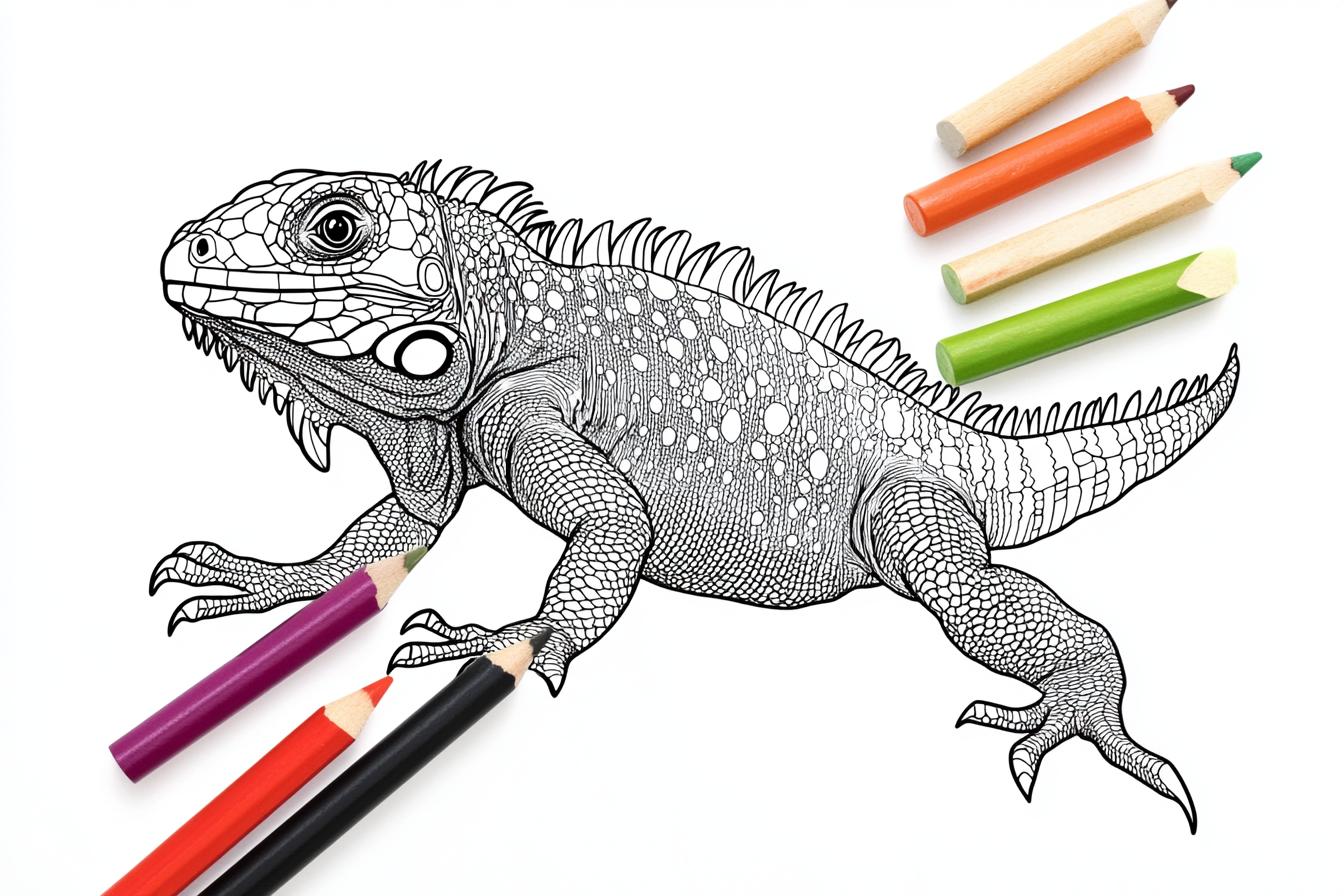 Free Printable PDF Iguana Coloring Pages