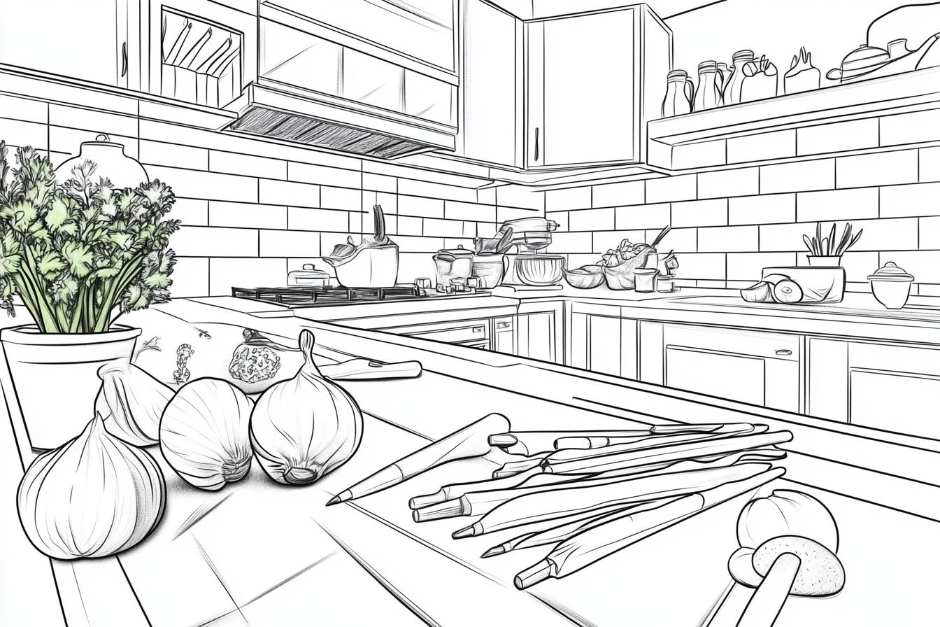 Free Printable PDF Kitchen Coloring Pages