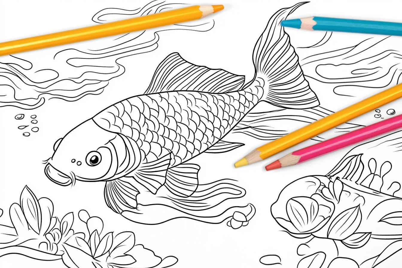 Free Printable PDF Koi Fish Coloring Pages