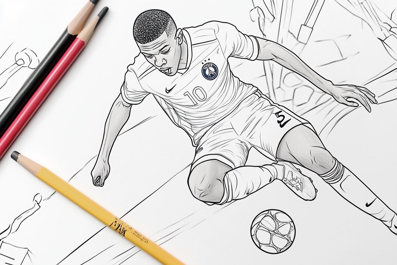 Free Printable PDF Kylian Mbappe Coloring Pages