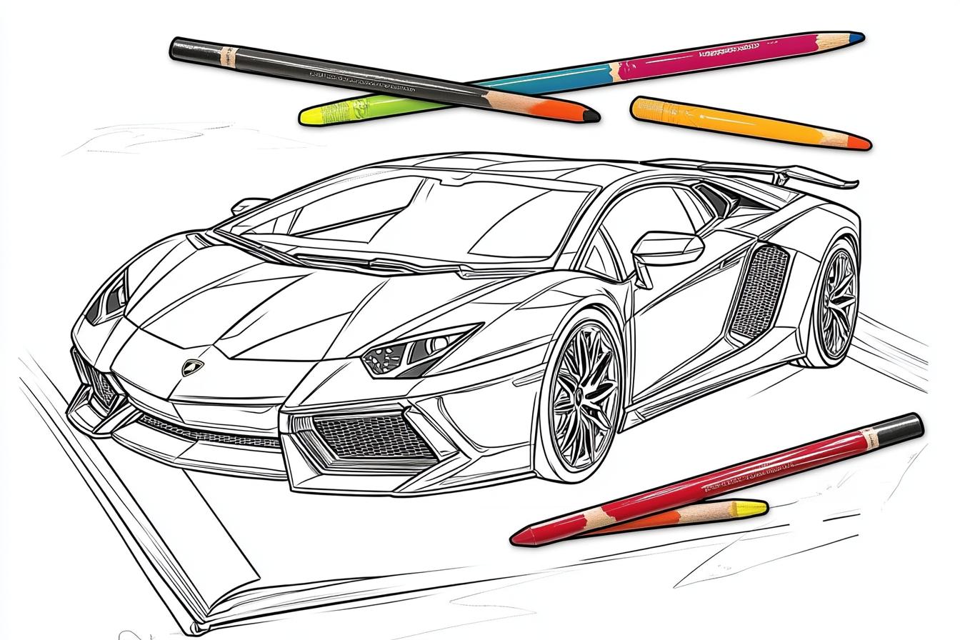 Free Printable PDF Lamborghini Coloring Pages