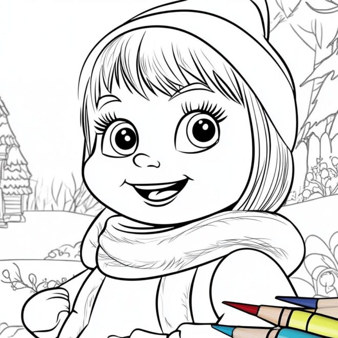 Masha And The Bear Coloring Pages : Fun and Free Printable Sheets for Kids