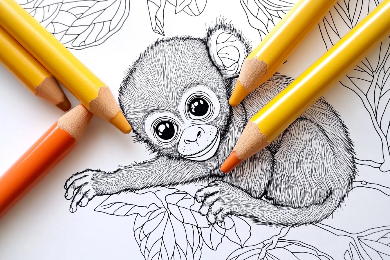 Free Printable PDF Monkey Coloring Pages