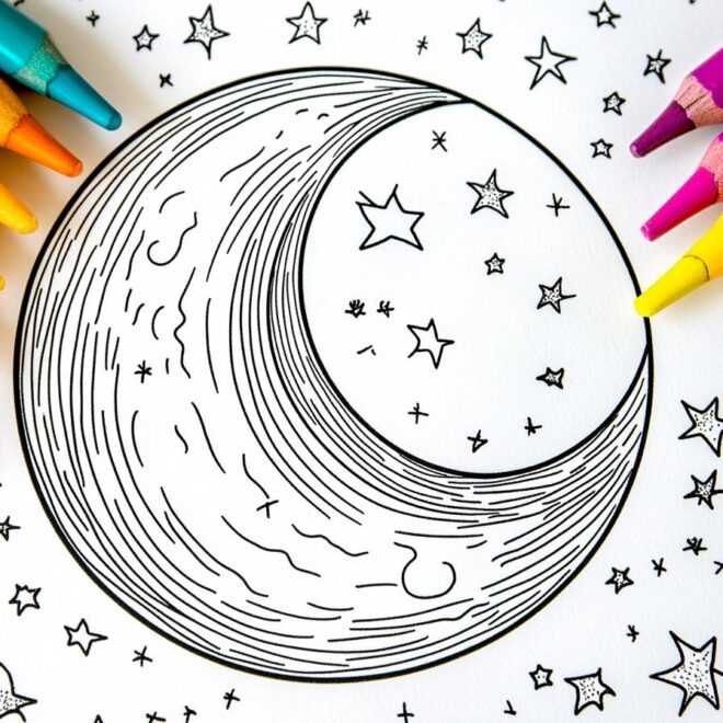 Moon Coloring Pages : Color Your Way Through Space