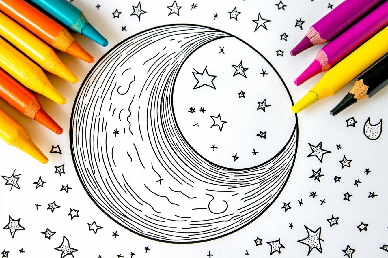 Free Printable PDF Moon Coloring Pages