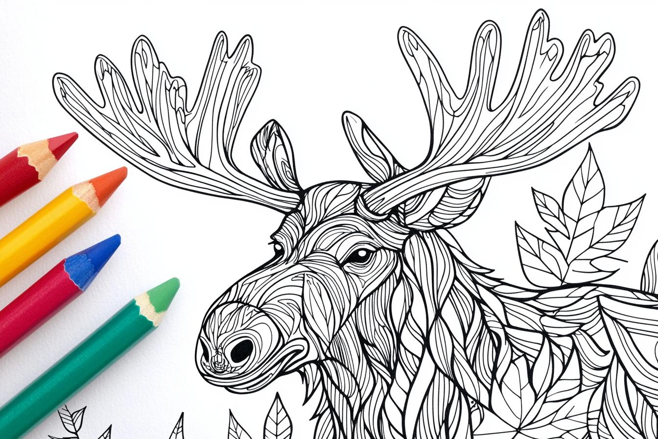 Free Printable PDF Moose Coloring Pages