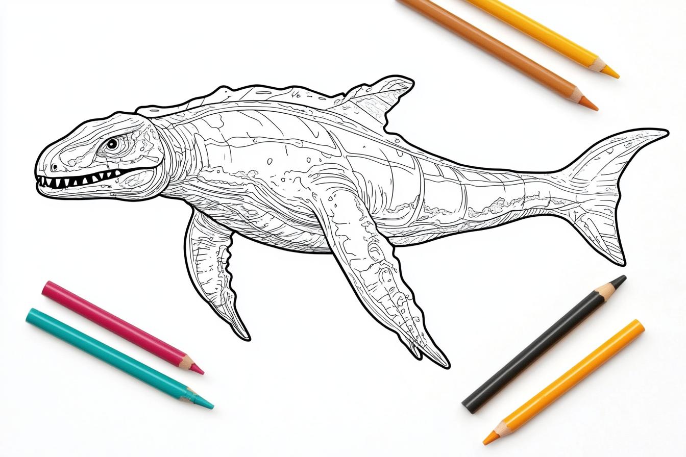 Free Printable PDF Mosasaurus Coloring Pages 