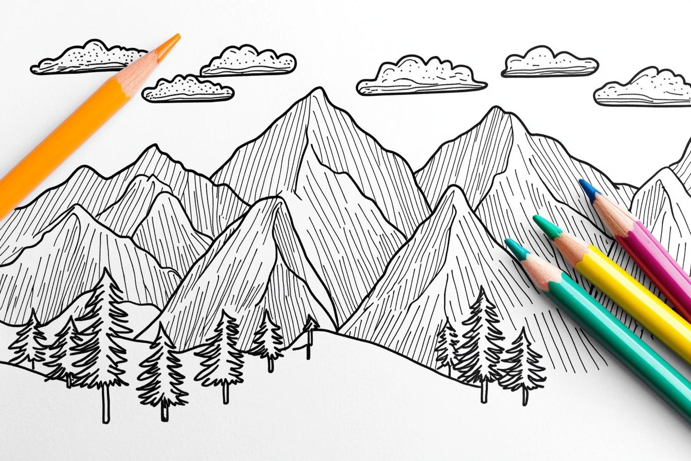 Free Printable PDF Mountain Coloring Pages