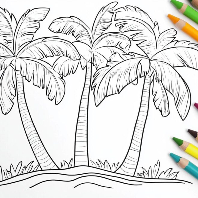 Palm Tree Coloring Pages : Fun & Creative Tropical Designs