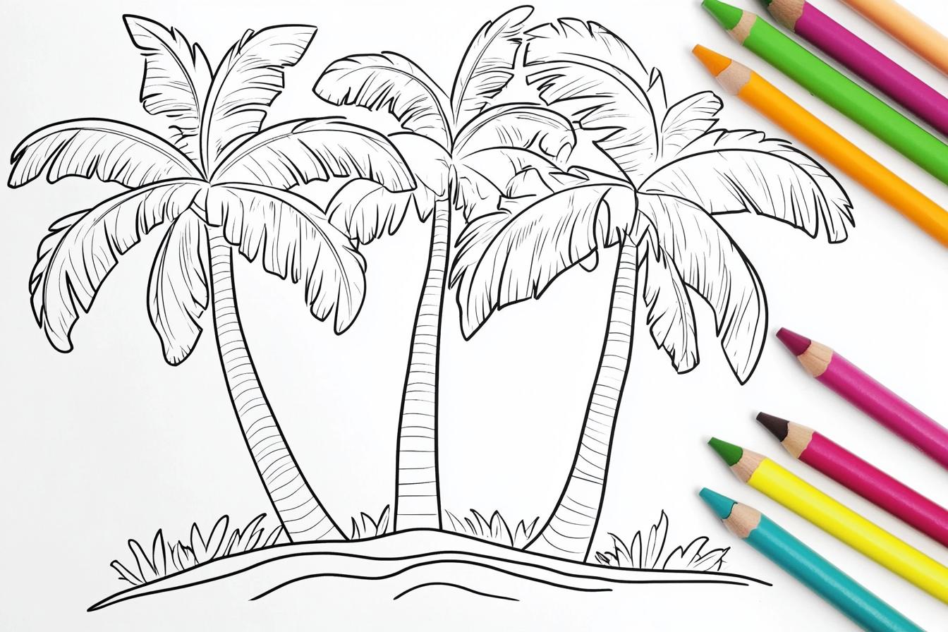 Free Printable PDF Palm Tree Coloring Pages