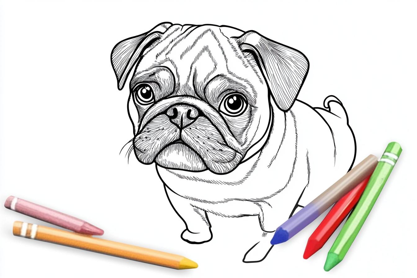 Free Printable PDF Pug Coloring Pages