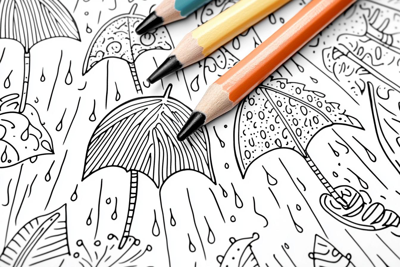 Free Printable PDF Rain Coloring Pages