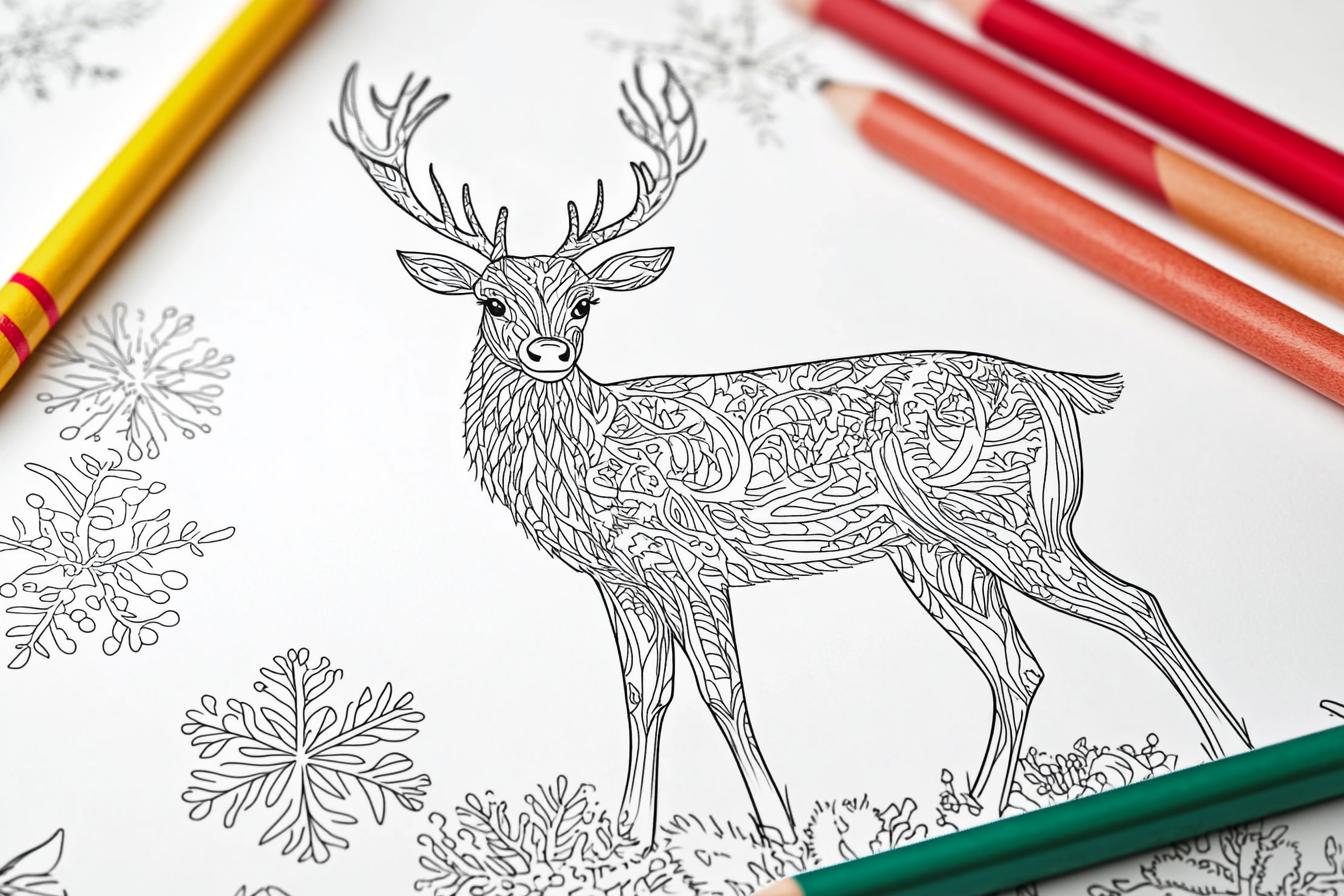 Free Printable PDF Reindeer Coloring Pages