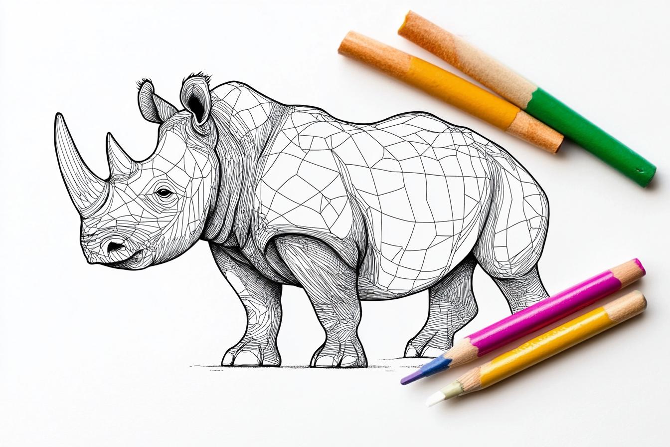 Free Printable PDF Rhino Coloring Pages