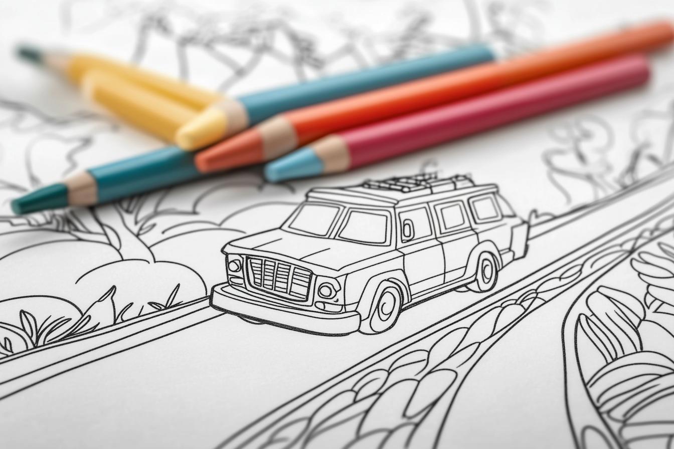 Free Printable PDF Road Trip Coloring Pages