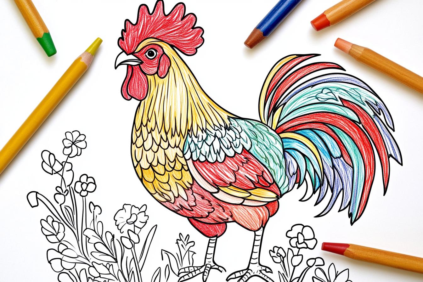 Free Printable PDF Rooster Coloring Pages