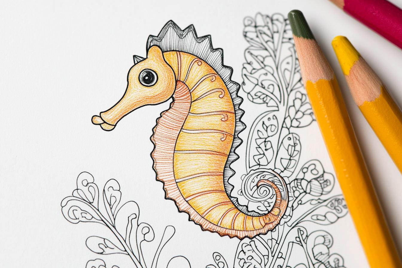 Free Printable PDF Seahorse Coloring Pages