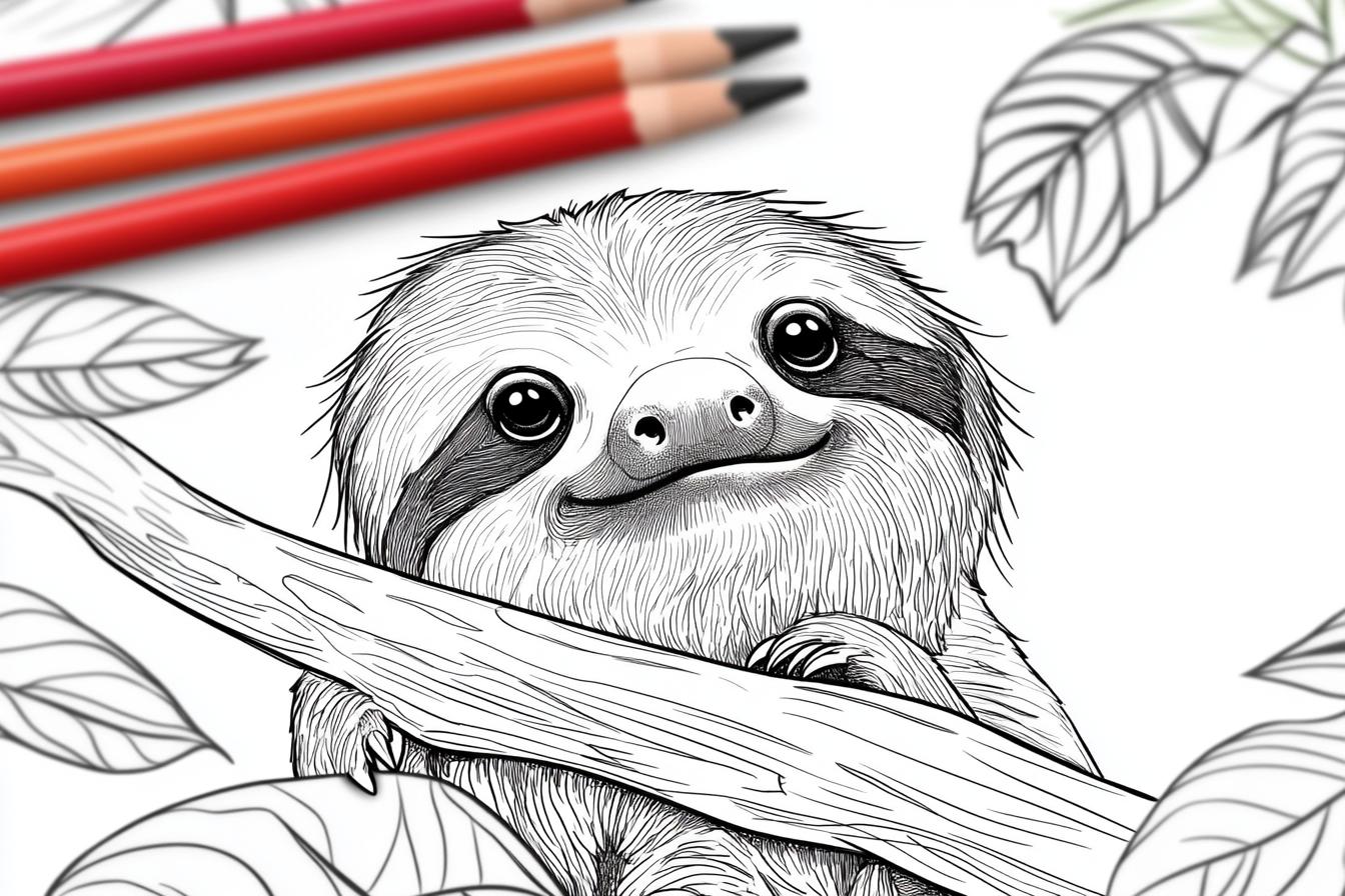 Free Printable PDF Sloth Coloring Pages