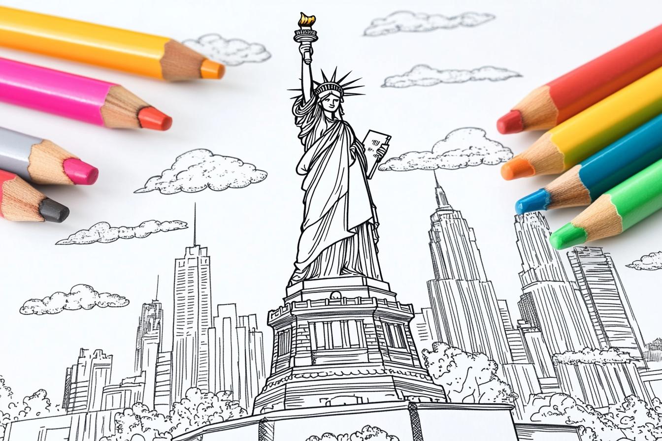 Free Printable PDF Statue of Liberty Coloring Pages