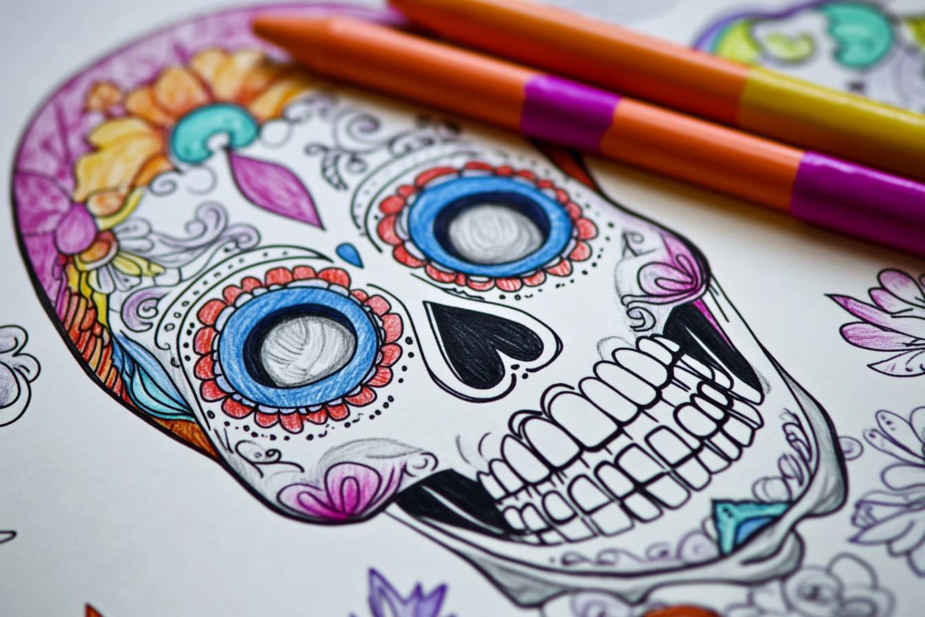 Free Printable PDF Sugar Skull Coloring Pages