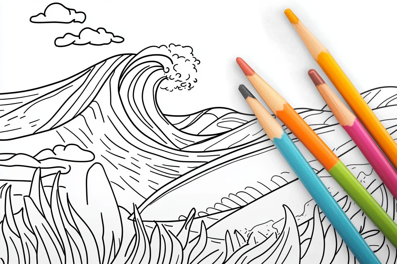 Free Printable PDF Surfing Coloring Pages